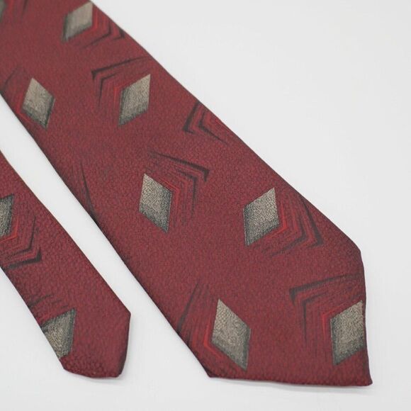 Yves Saint Laurent Red Beige Woven Abstract Silk Tie‎ - Picture 1 of 5